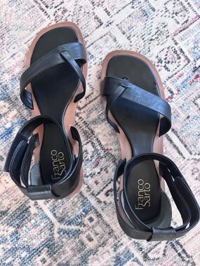 Franco Sarto Black Strappy Leather Sandals